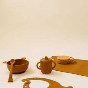 SILIKÓNOVÉ PODBRADNÍKY 2 KS  MEDVEĎ LILI CINNAMON/ MUSTARD - Image 5