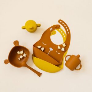 SILIKÓNOVÉ PODBRADNÍKY 2 KS  MEDVEĎ LILI CINNAMON/ MUSTARD - Image 4